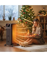 Sugift 1500W Oil Filled Radiator Heater with Remote Control 3 Modes 24H Timer