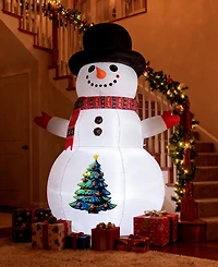 Sugift 8FT Lighted Inflatable Snowman with Led Lights, Waterproof Polyester Outdoor Christmas Decoration with Blower and Stakes