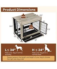 Sugift Industrial Dog Kennel with Flip-up Top 3 Lockable Doors and Removable Tray