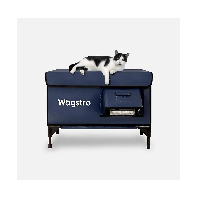 ArcticGuard Outdoor Heated Cat House – navy blue