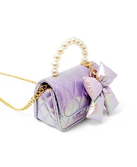 Zomi Gems Girls Shiny Quilted Fluffy Bow Handbag