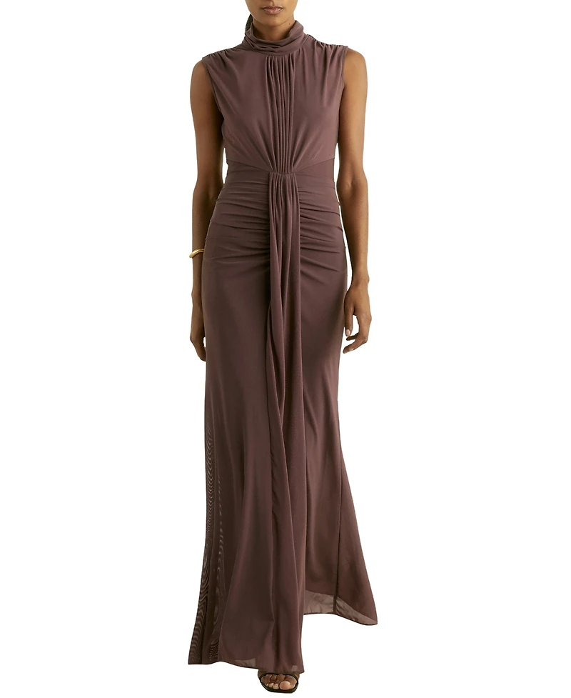 Reiss Women's Sheer Ruched Maxi Dress