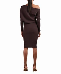 Reiss Women's Off-The-Shoulder Ribbed Midi Dress