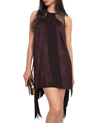 Reiss Women's Fringe-Detail Sheer-Panel Mini Dress