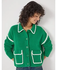 Hush Women's Wool Blend Whipstitch Trim Shirt Jacket