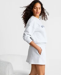 State of Day Women's Paperbag-Waist French Terry Shorts, Macy's Exclusive