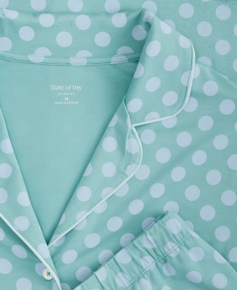 State of Day Women's Modal Fluid Knit Notched-Collar Pajama Set Xs-3X, Exclusively at Macy's