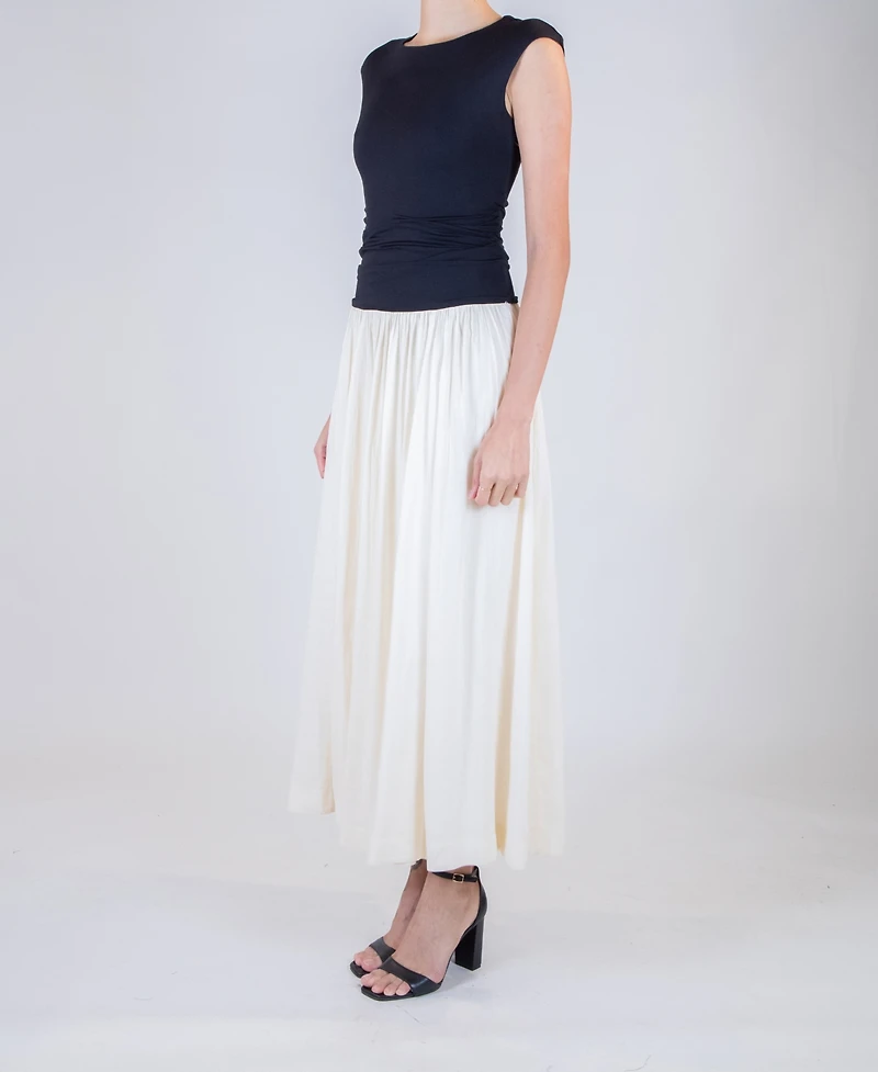 Taylor Women's Two-Toned Drop Waist Crewneck Dress