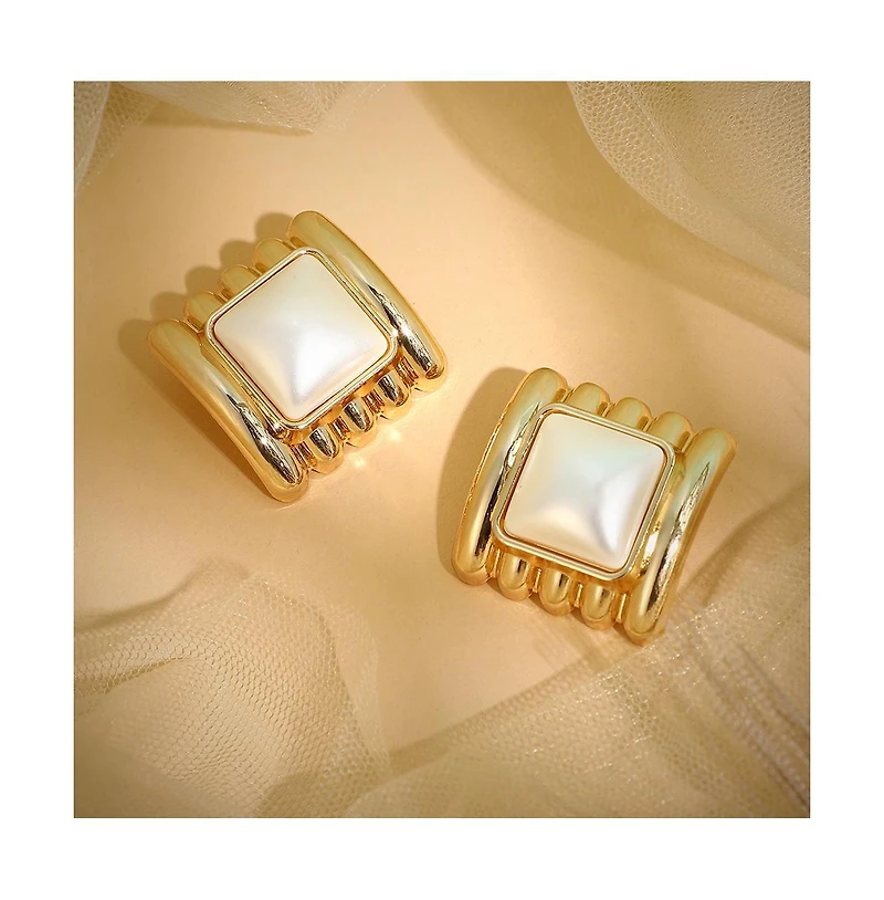 Women's The Ribbed-Diane Stud Earrings - California Gold