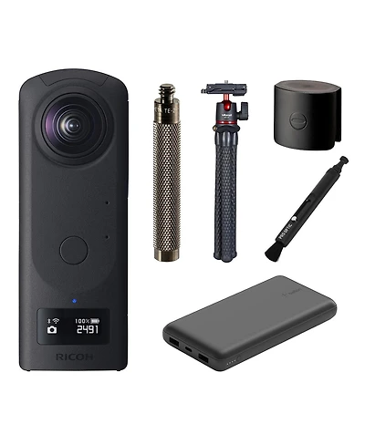 Ricoh Theta Z1 51GB – 360° Spherical Panorama Camera with Power Bank, Tripod, Extension Adapter, Lens Protector & Cap Bundle