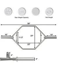 Skonyon 56 Inch Olympic Hexagon Deadlift Trap Bar with Folding Grips Powerlifting