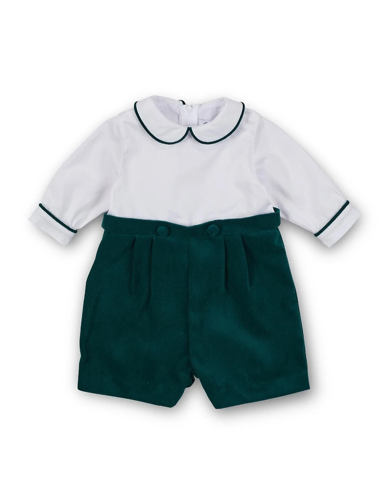 Florence Eiseman Baby Boys One Piece & Suits & Sets Pique And Velvet Short Sleeve All In One Shortall