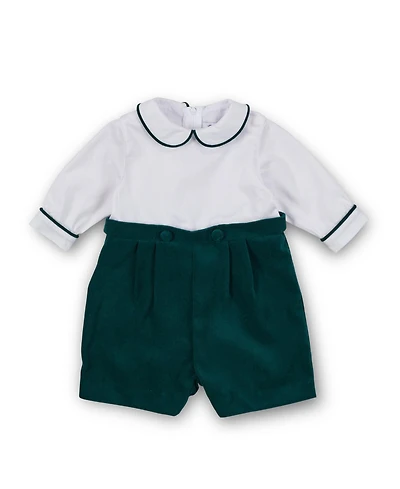 Florence Eiseman Baby Boys One Piece & Suits & Sets Pique And Velvet Short Sleeve All In One Shortall