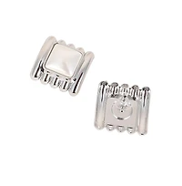 Women's The Ribbed-Diane Stud Earrings - Chrome Silver