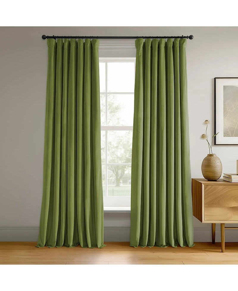 Half Price Drapes Basque Green Signature Velvet Blackout Curtain