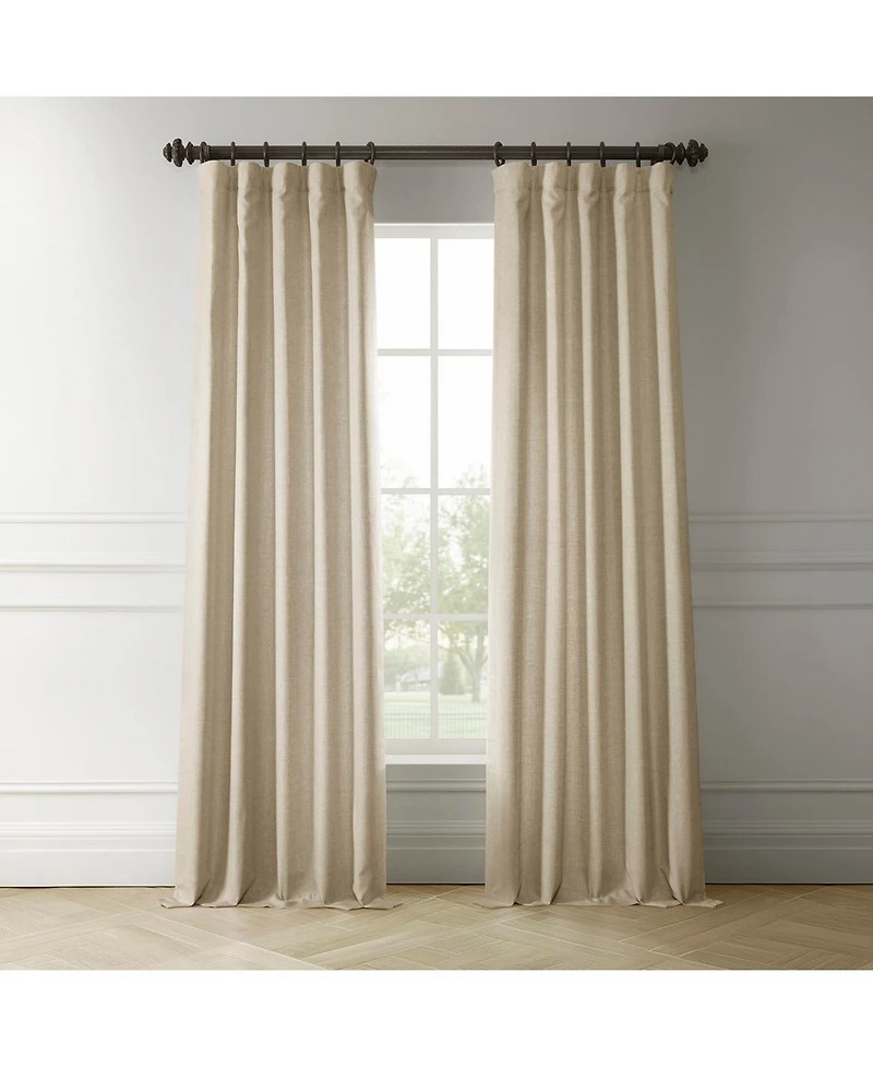 Half Price Drapes Sepia Tan Italian Faux Linen Room Darkening Curtain