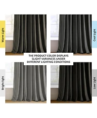 Half Price Drapes Gunmetal Grey Signature Extra Wide Velvet Blackout Curtain