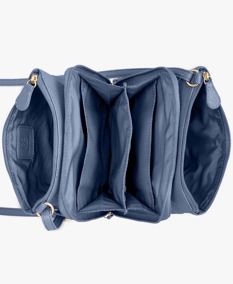Giani Bernini Triple-Zip Pebble Leather Dasher Crossbody, Created for Macy's