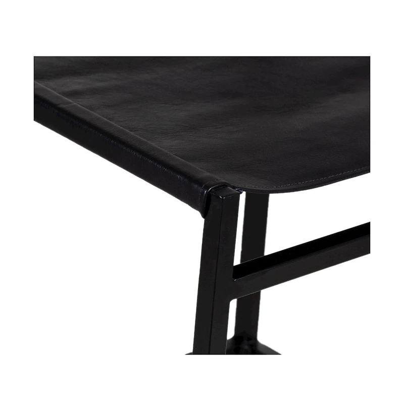 Remy Full-Grain Leather Bar Stool, Black