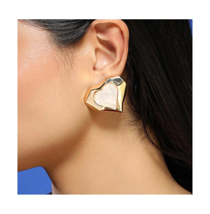 Women's The Coeur-Edge Stud Earrings - California Gold