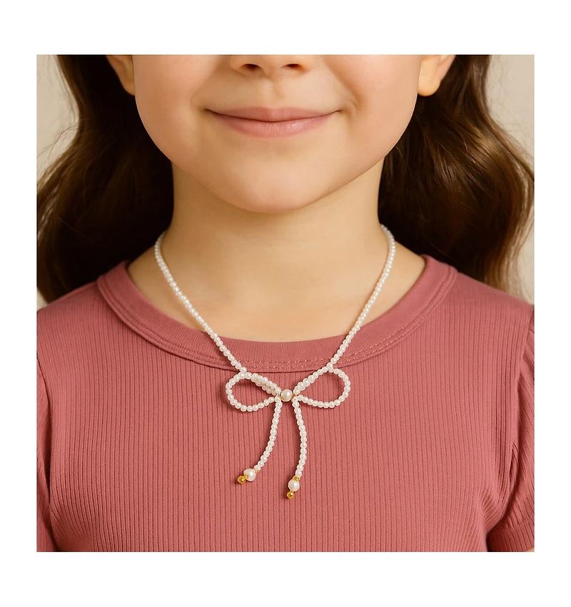 Zomi Gems Pearl Bow Necklace – Adjustable, Elegant, Lightweight Necklace