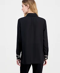 Anne Klein Women's Floral-Print Button-Front Blouse