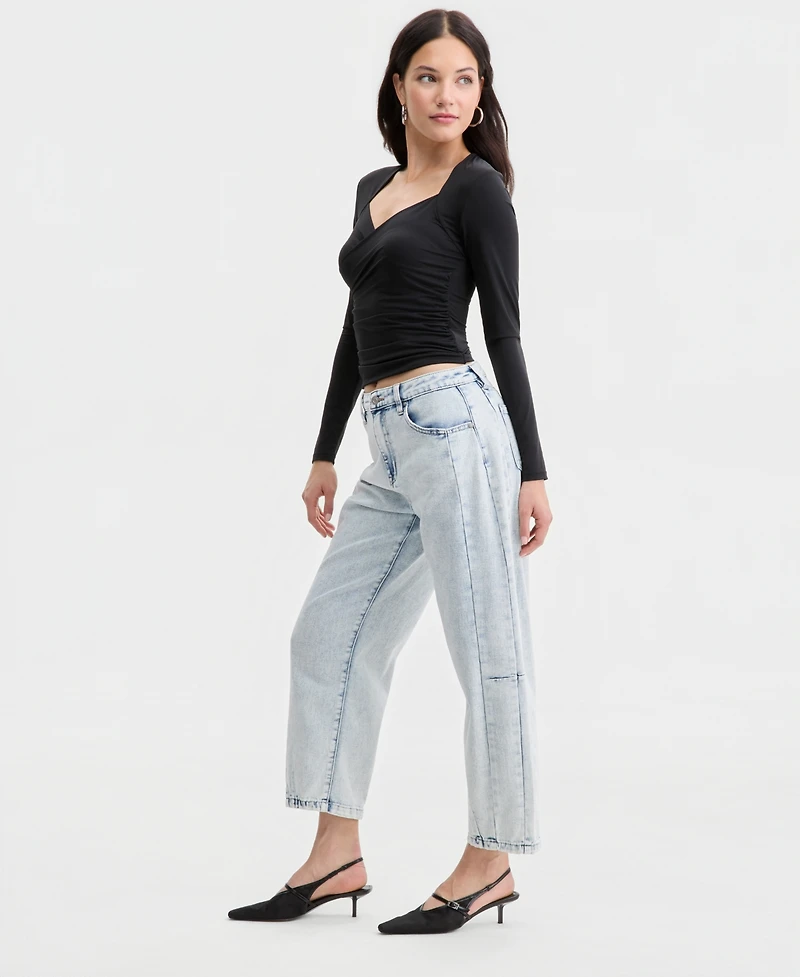 Bar Iii Women's Acid-Wash Barrel Jeans, Macy's Exclusive