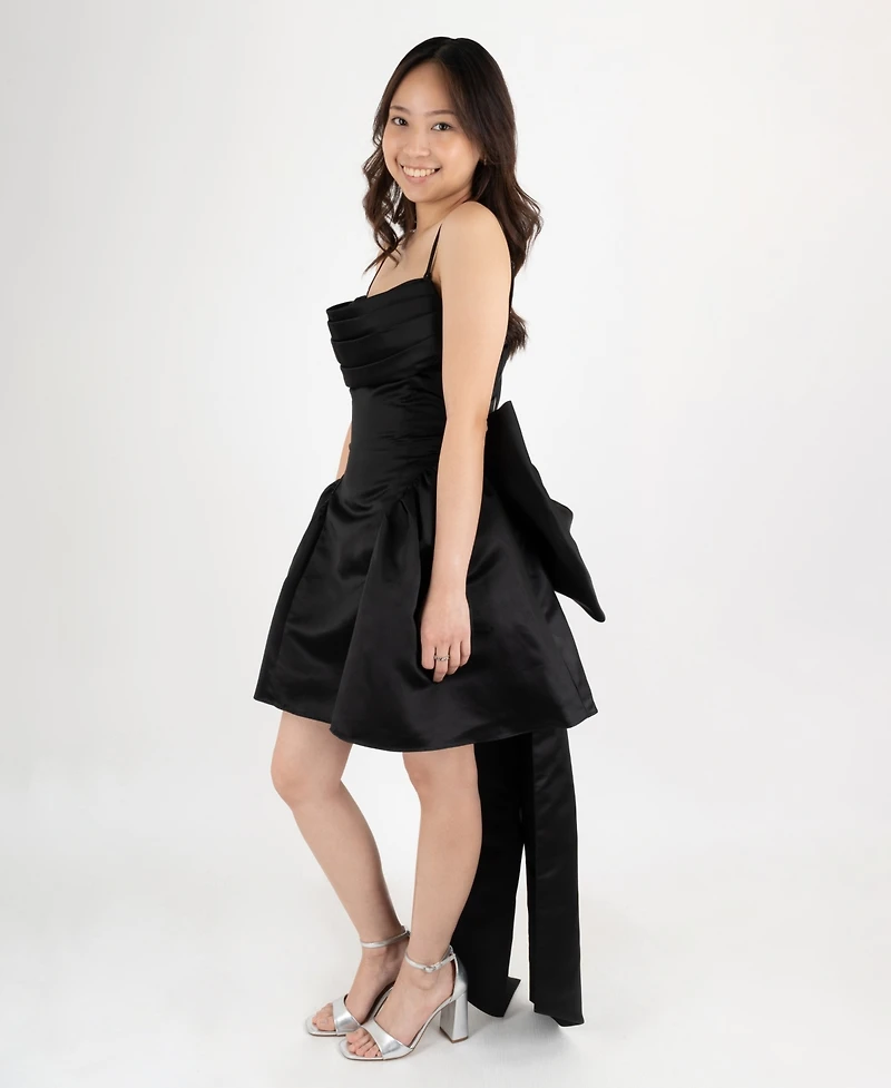 Dear Moon Juniors' Cowl Neck Bow Back Dress
