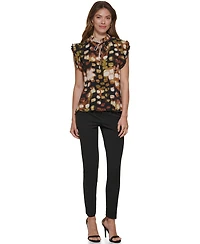 Dkny Petite Short-Sleeve Ruffled Blouse Top