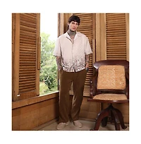 Campus Sutra Men's Ecru Beige Tropics Ombre-Tactile Shirt