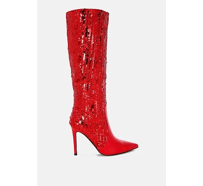 Sitarah Sequin Embellished Stiletto Long Boots Women