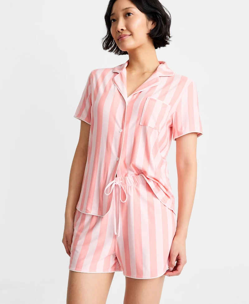 State of Day Women's Fluid Knit Notched-Collar Pajama Set Xs-3X, Exclusively at Macy's