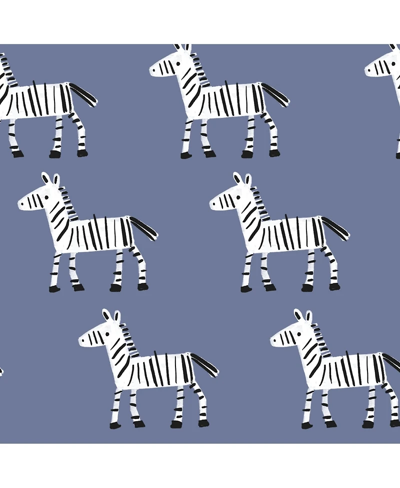 Lambs & Ivy Signature Zebra Blue Organic Cotton Breathable Fitted Crib Sheet
