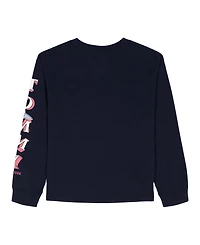 Tommy Hilfiger Girls' 2T-6X Boxy Glitter Graphic Long-Sleeve T-Shirt