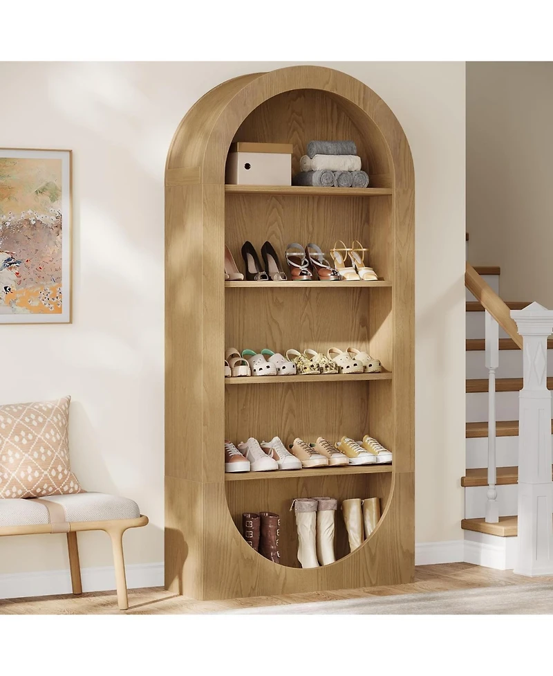 Tribesigns 70.9-Inch Tall Arched Shoe Rack, 5-Tier Open Shoe Cabinet, Shoes Storage Organizer