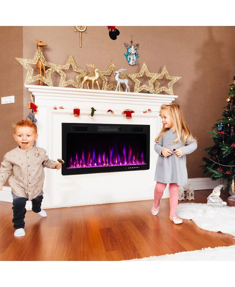 Sugift-Electric Fireplace 40 Inches Recessed and Wall Mounted for 2' x 6' Stud