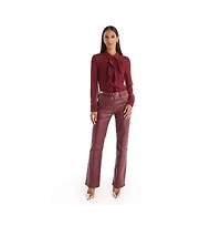 The Noli Shop Women's Georgia Semi-Sheer Blouse - Burgundy