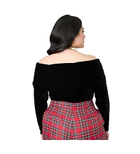 Unique Vintage Plus Fold Shoulder Long Sleeve Knit Top