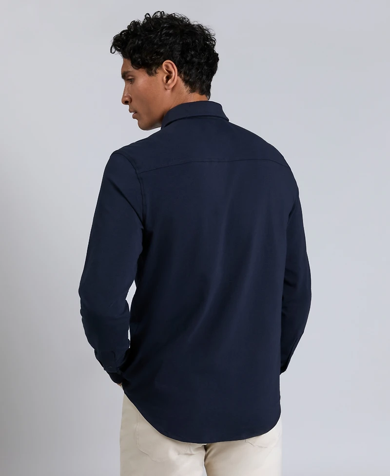 Kenneth Cole Men's Slim-Fit Plain White Performance Long-Sleeve Button-Down Shirt