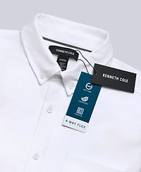 Kenneth Cole Men's Slim-Fit Plain White Performance Long-Sleeve Button-Down Shirt