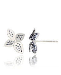 Suzy Levian Sterling Silver Sapphire Flower Earrings