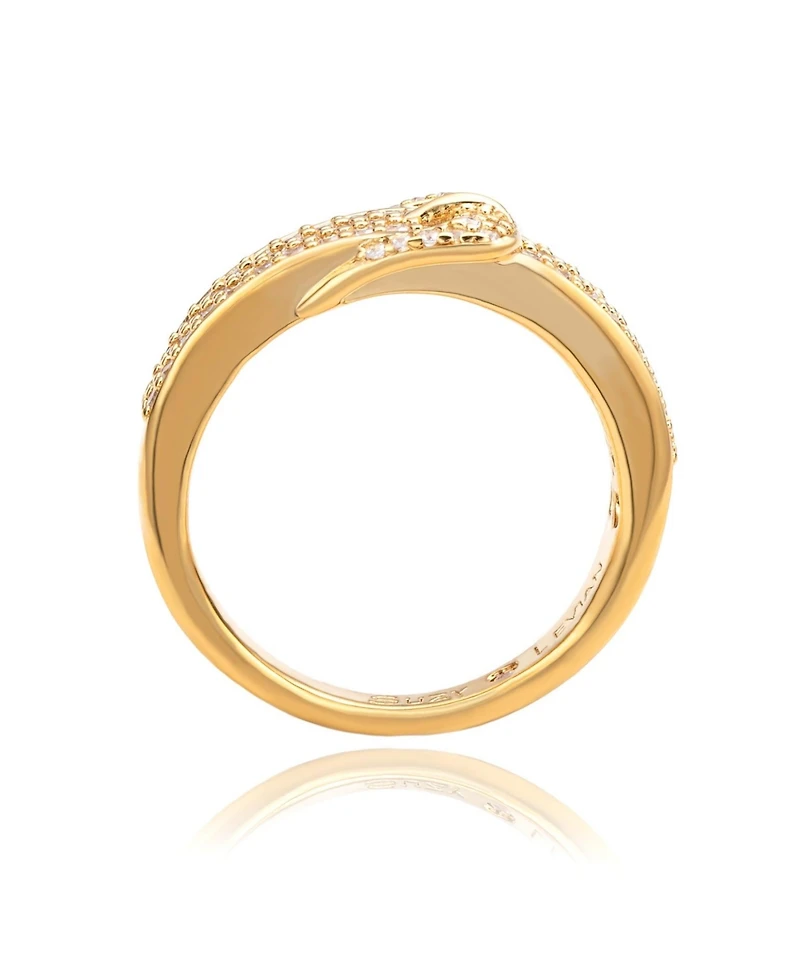 Suzy Levian Yellow Sterling Silver White Cubic Zirconia Buckle Ring