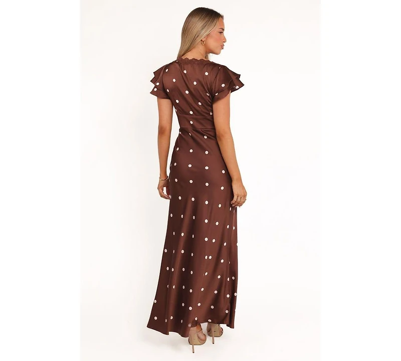 Petal and Pup Women's Brown Polka Dot Arella Maxi Dress