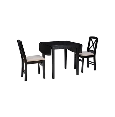 Torino 3Pc Drop Leaf Dining Set Black