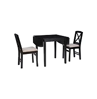 Torino 3Pc Drop Leaf Dining Set Black