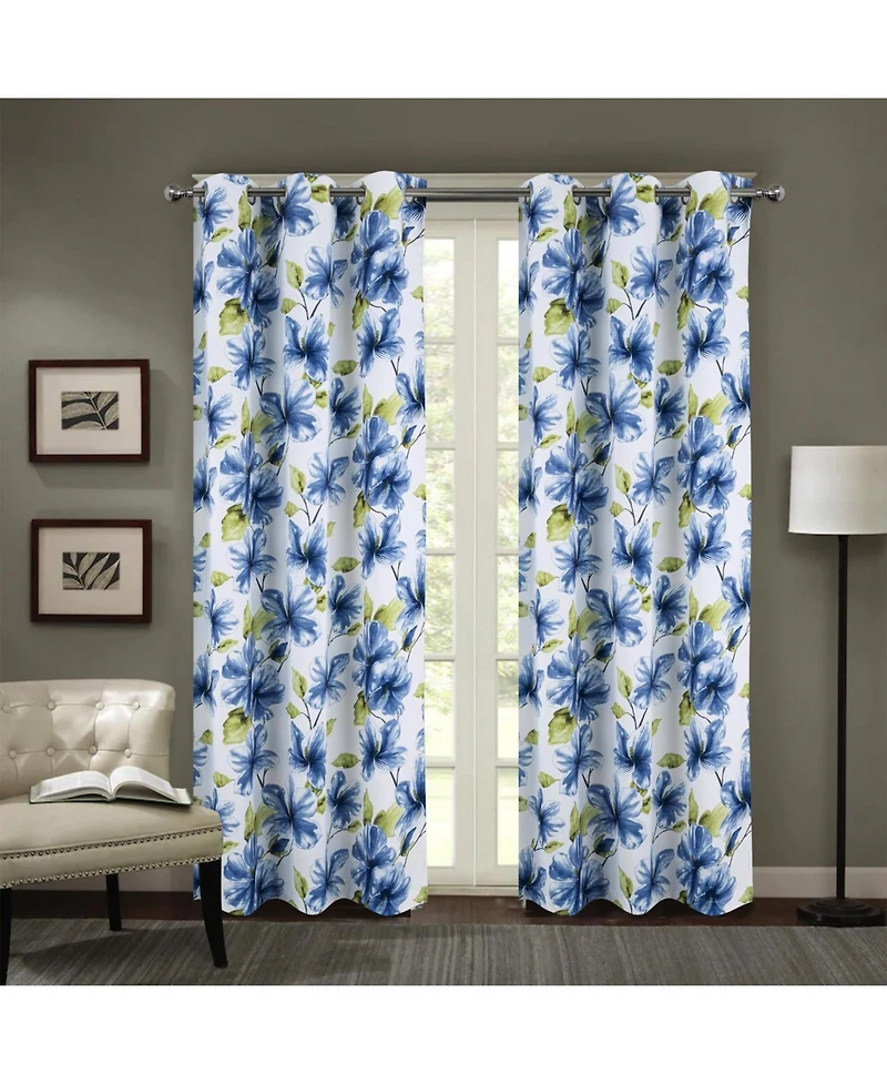 Rt Designer Collection April Printed Blackout Luxurious Decorative Grommet Curtain Panel 54" x 84