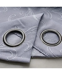 Rt Designer Collection Kimber Embroidered Blackout Luxurious Decorative Grommet Curtain Panel 54" x Silver