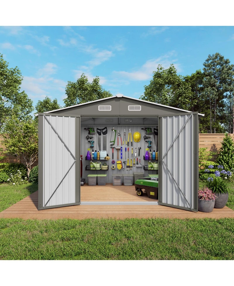 Streamdale 10x8 Ft Metal Outdoor Storage Shed - Gray