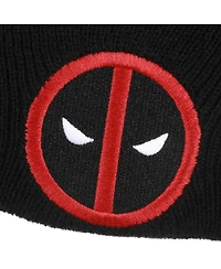Marvel Men's Deadpool Logo Embroidery Acrylic Knit Standard Cuff Beanie