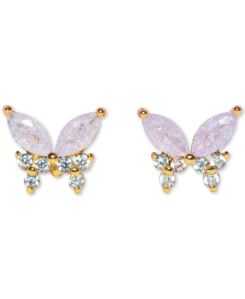 Girls Crew Crystal Lavender Remember Me Butterfly Studs